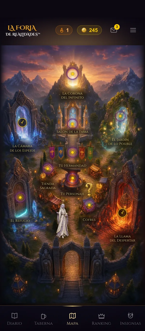 La app de La Forja de Realidades por dentro, en el móvil: el mapa del juego